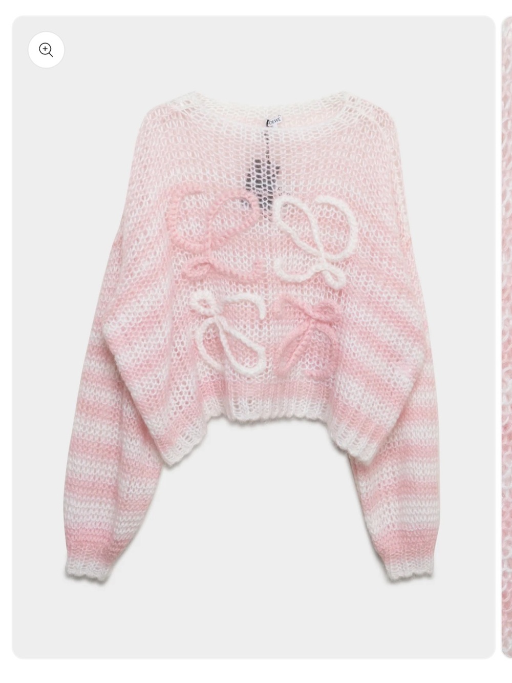 Loewe Pastel Pink and Cream Open-Knit Bow Detail Sweater